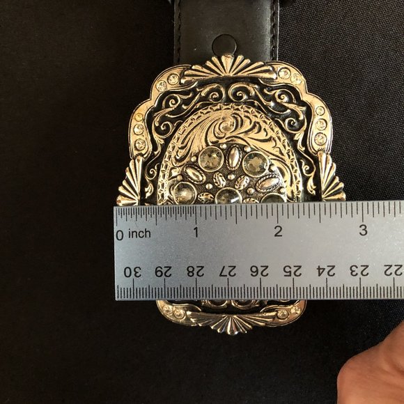 Silver Creek Black Leather Belt with Silver Buckle - Picture 11 of 12